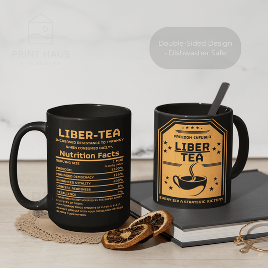 Liber-Tea Funny Mug | Black Ceramic Coffee Cup
