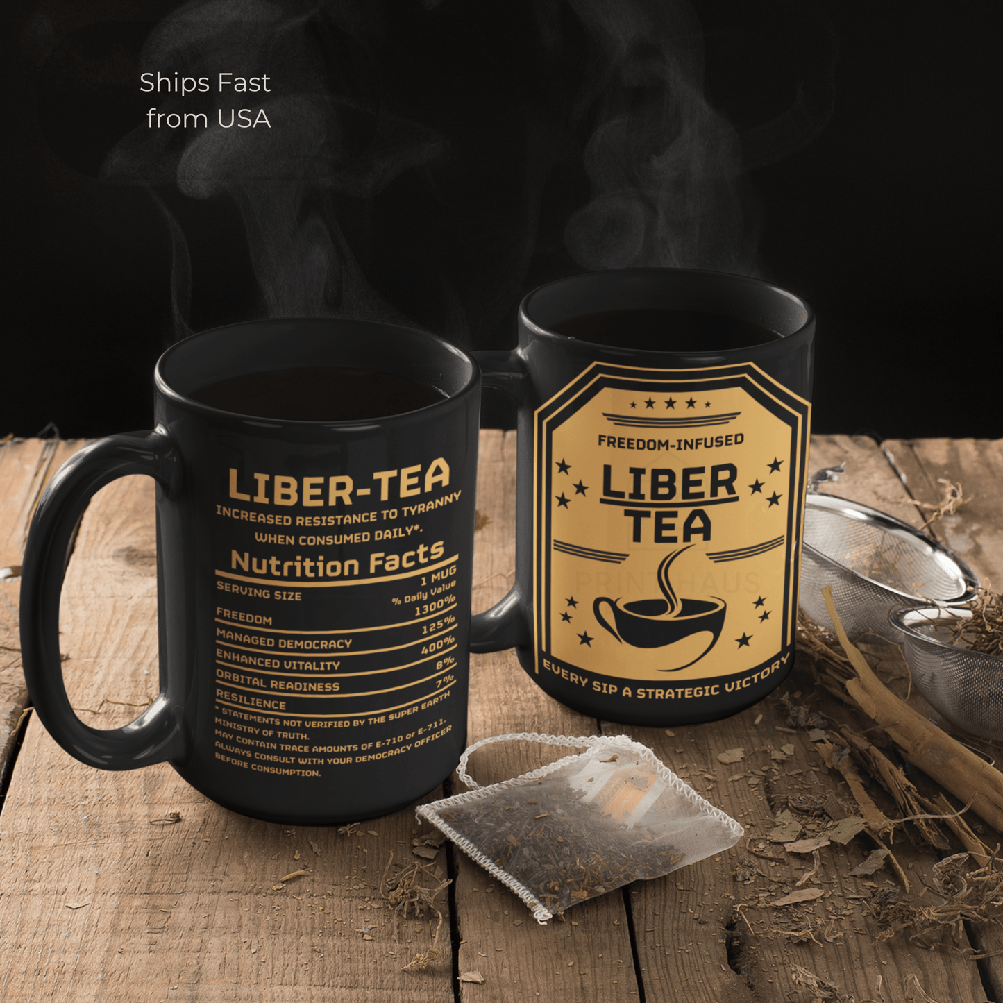 Liber-Tea Funny Mug | Black Ceramic Coffee Cup