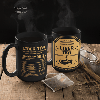 Liber-Tea Funny Mug | Black Ceramic Coffee Cup