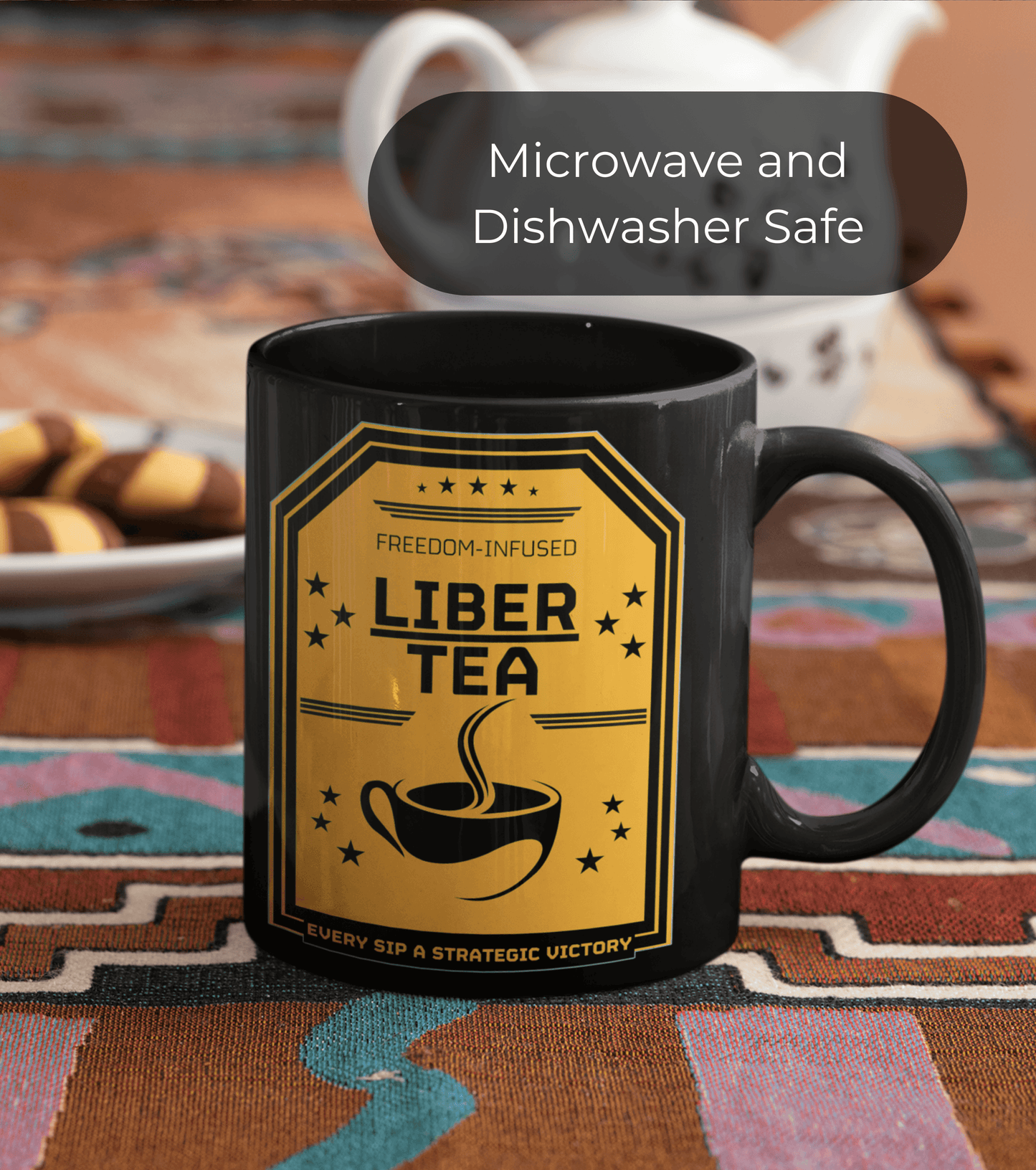 Liber-Tea Funny Mug | Black Ceramic Coffee Cup