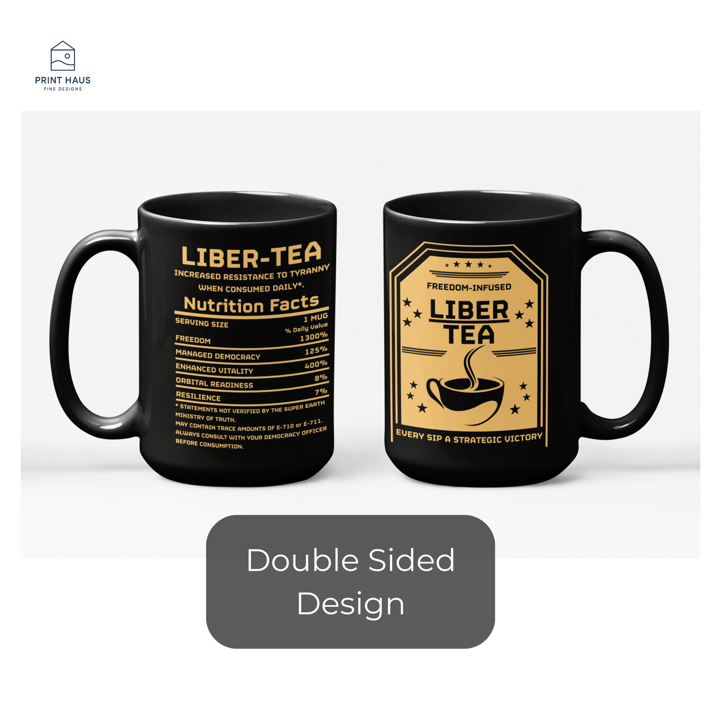 Liber-Tea Funny Mug | Black Ceramic Coffee Cup
