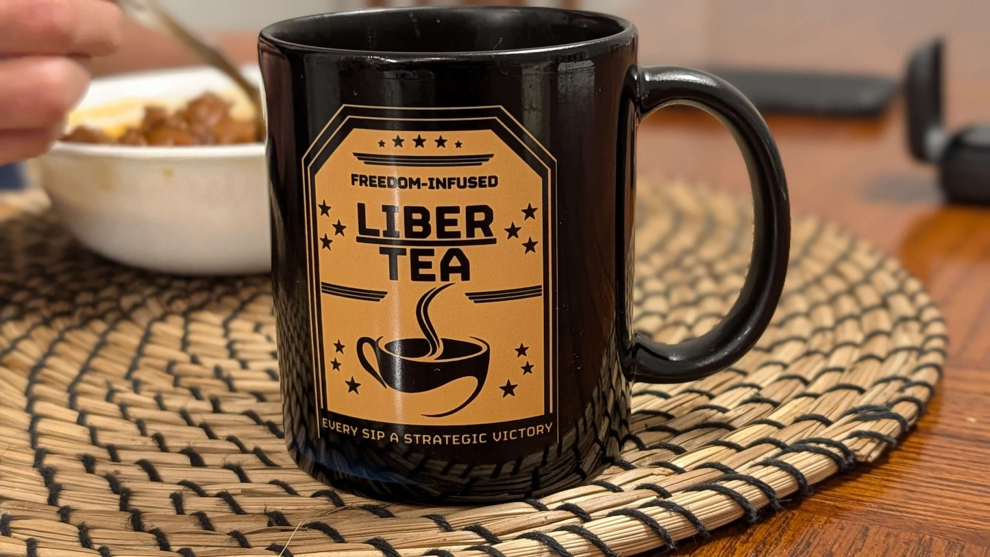 Liber-Tea Funny Mug | Black Ceramic Coffee Cup