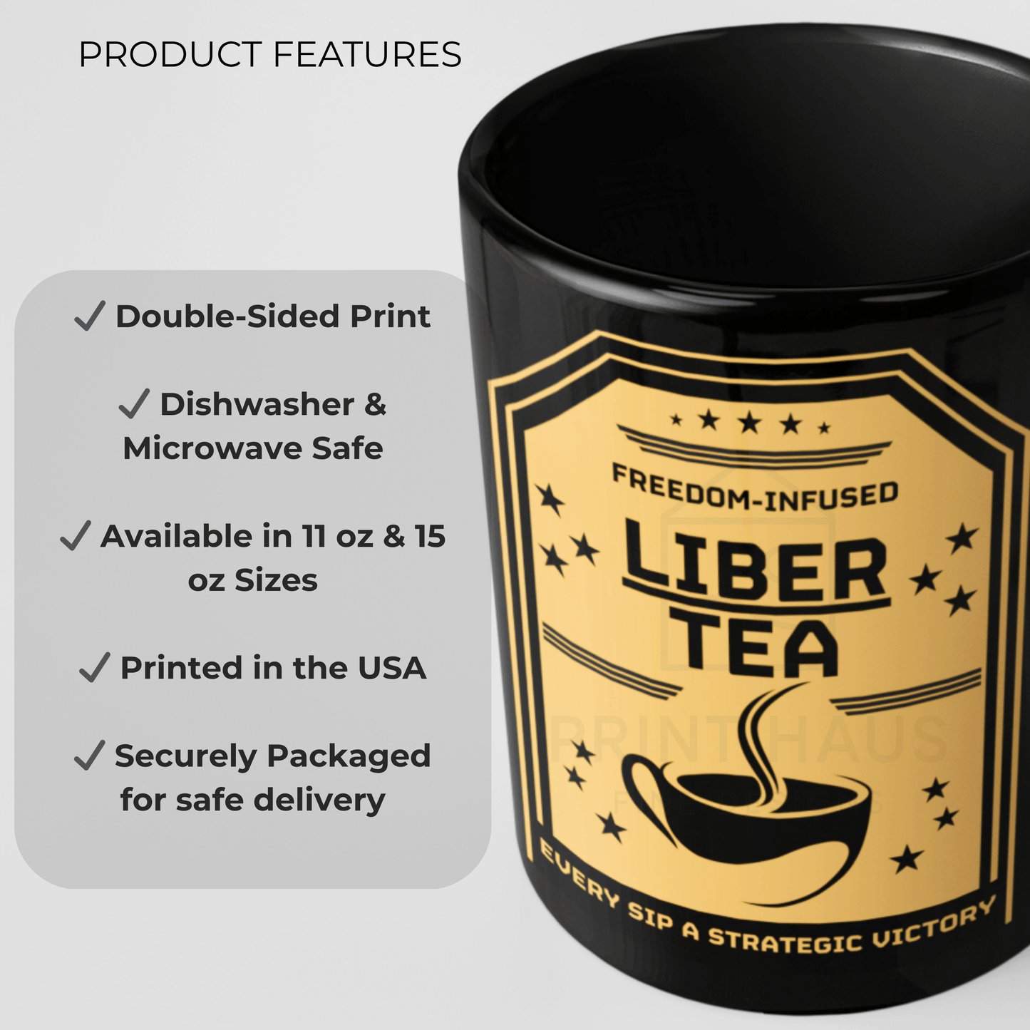 Liber-Tea Funny Mug | Black Ceramic Coffee Cup